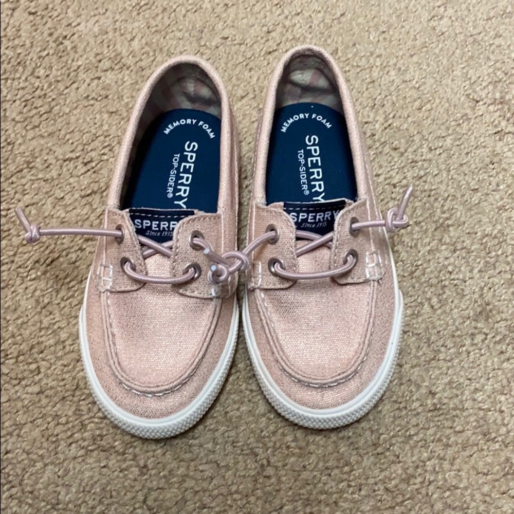 Toddler girl size 9 sperry shoes rose gold pink